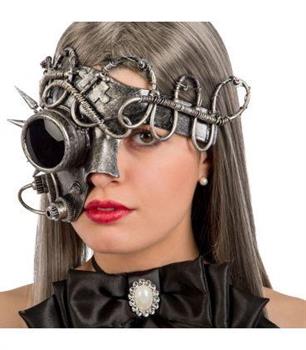 MASCHERA STEAMPUNK MEZZO VISO ARGENTO