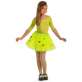 TUTU' BIMBA VERDE CON POIS COLORATI