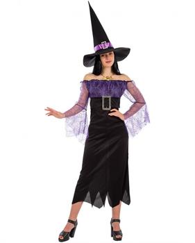 COSTUME STREGA CON RAGNATELE VIOLA TG U