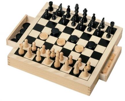 DAMA E SCACCHI IN LEGNO 30X30CM