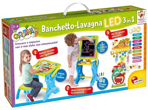 CAROTINA BANCHETTO-LAVAGNA LED 3 IN 1