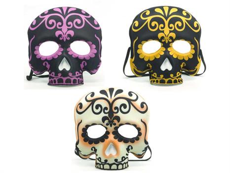 MASCHERA TESCHIO MEZZO VISO DECORATA