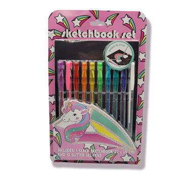 SET SKETCHBOOK + 10 PENNE GEL GLITTER