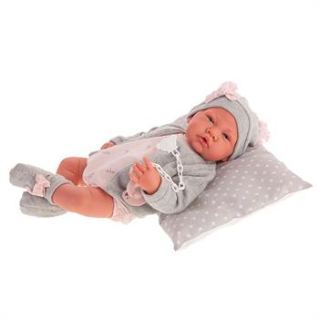 BAMBOLA BEBE' GRIGIO CON CUSCINO
