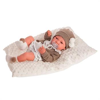 NEONATO CON CUSCINO E CAPPELLINO MARRONE