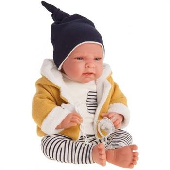 NEONATO LEO VESTITO A RIGHE OCRA CM 40