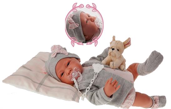 NEONATA VESTITO GRIGIO CON CUSCINO