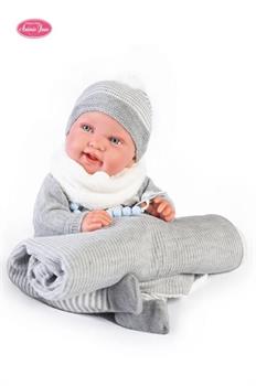 SWEET REBORN PIPO CON COPERTA GRIGIA