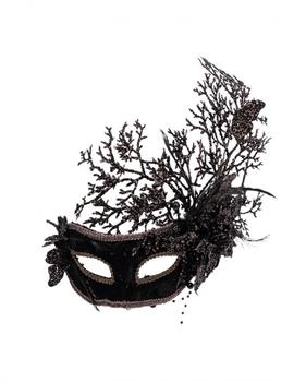 MASCHERA NERA CON DECORAZIONI FLOREALI