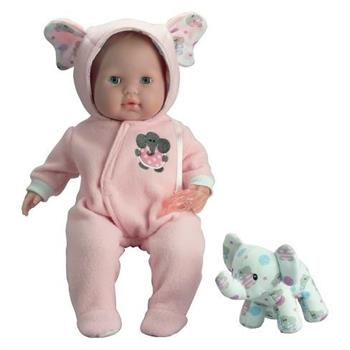 BAMBOLA C/TUTINA ELEFANTE ROSA/AZZ CM38