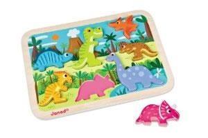 7 PZ PUZZLE LEGNO DINOSAURI