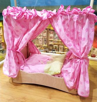 LETTO A BALDACCHINO ROSA IN LEGNO