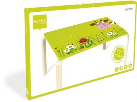 TAVOLO IN LEGNO VERDE CON MUCCA