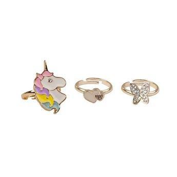 SET ANELLI UNICORNO E FARFALLA 3 PEZZI